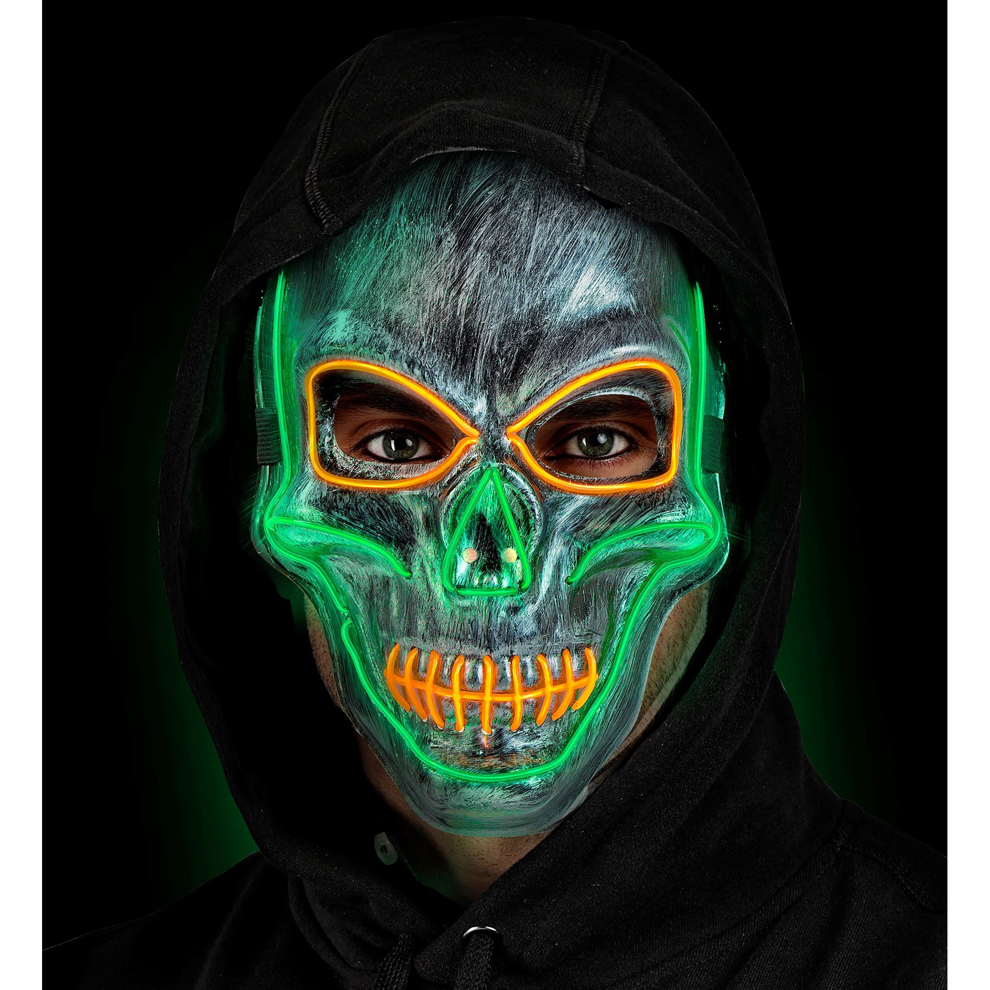 Masque Squelette Argent Led Coloré / Masque Crâne Led Halloween / La Maison Du Déguisement