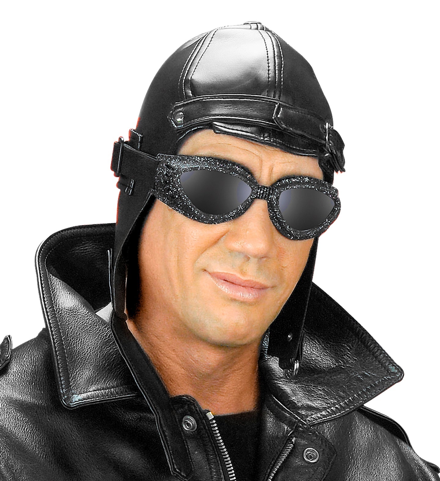 Chapeau Aviateur en simili cuir / Casque Pilote Noir / La Maison Du Déguisement