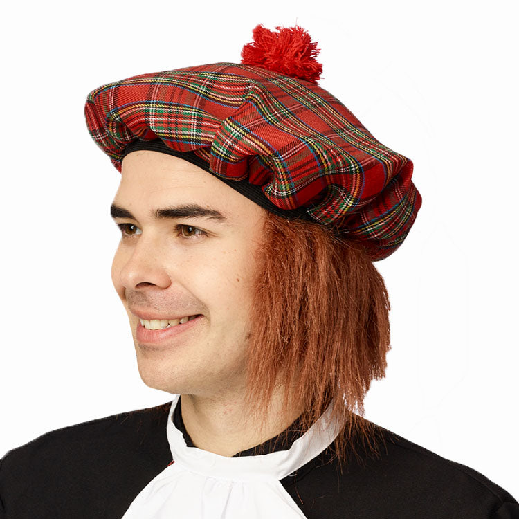 Béret écossais avec cheveux / Coiffe Ecossaise / Chapeau Ecossaise / La Maison du Déguisement