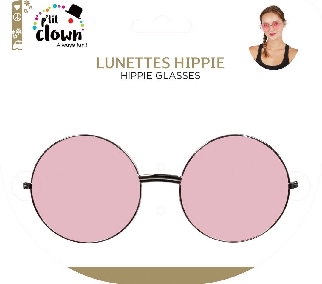 Lunettes party Hippie GM Rose / Lunettes Lennon GM Rose / Lunettes Hippie GM Rose / La Maison Du Déguisement