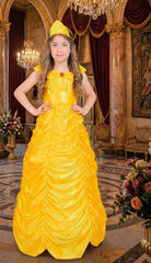 Déguisement Reine De Beauté Jaune Enfant / Costume Princesse Belle Jaune Enfant / La Maison Du déguisement