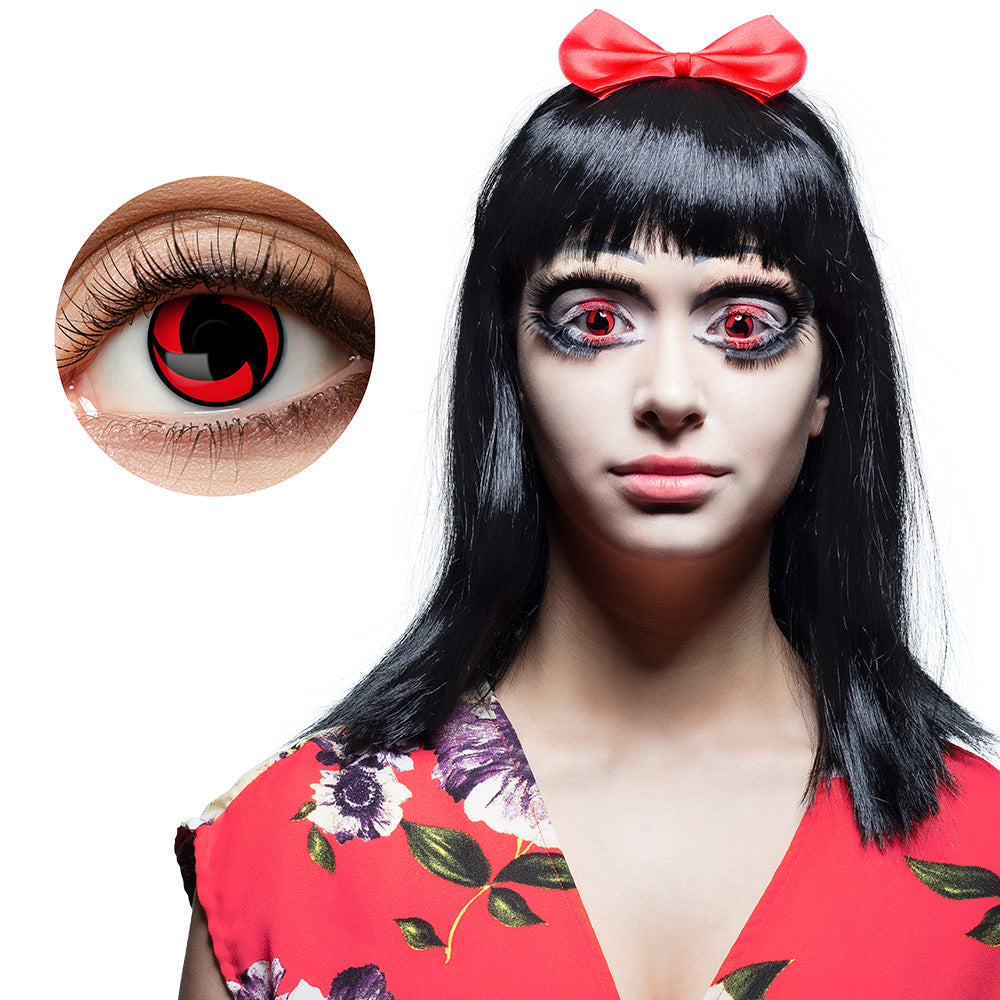 Lentilles fantaisie Manga Sharingan Itachi / Paire lentilles 3 mois Mangekyou / La Maison Du Déguisement
