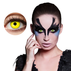 Lentilles fantaisie journalière jaune / Lentilles Oeil Corbeau jaune semaine / La Maison Du Déguisement