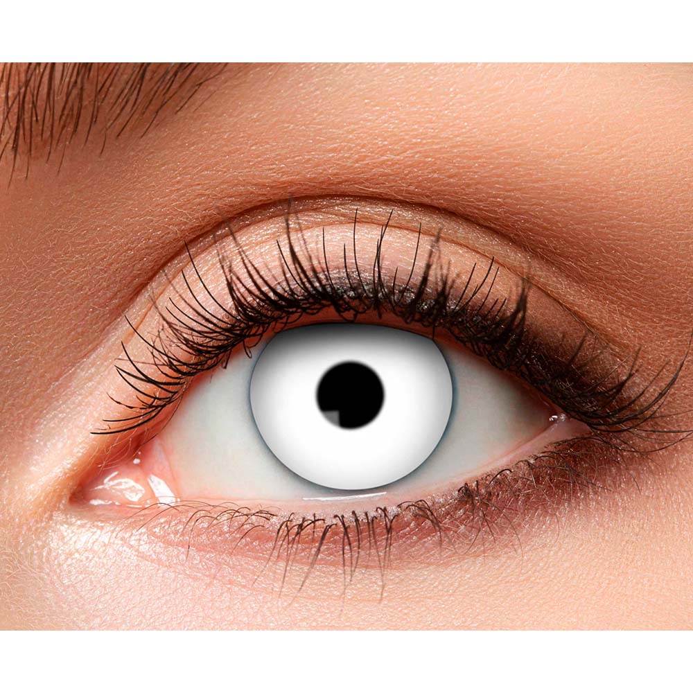 Lentilles fantaisie journalière Blanc / Paire lentilles de semaine Infected / Lentilles Oeil Blanc Journalière / La Maison Du Déguisement