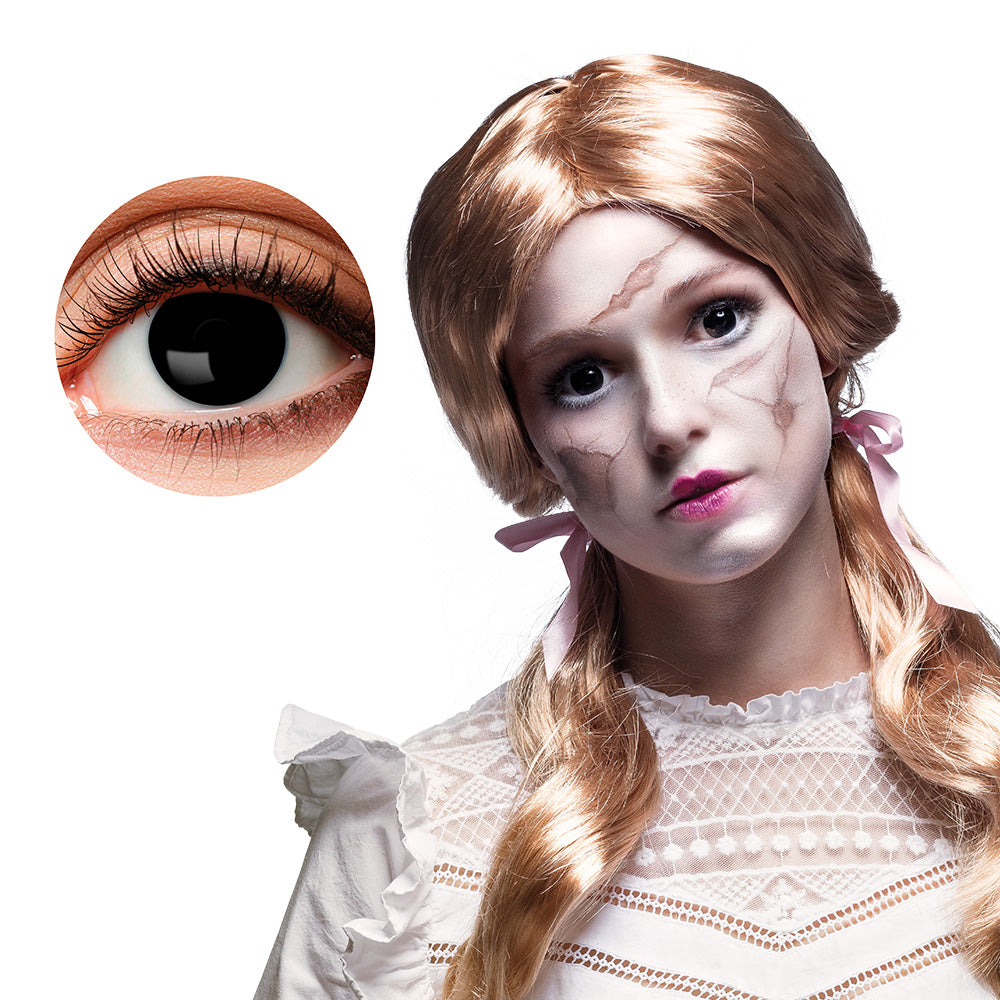 Lentilles fantaisie journalière Noir / Paire lentilles de semaine Broken doll / Lentilles Oeil Noir Journalière / La Maison Du Déguisement