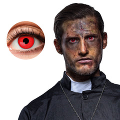 Lentilles fantaisie journalière Rouge / Paire lentilles de semaine Devil priest / Lentilles Oeil Rouge Journalière / La Maison Du Déguisement