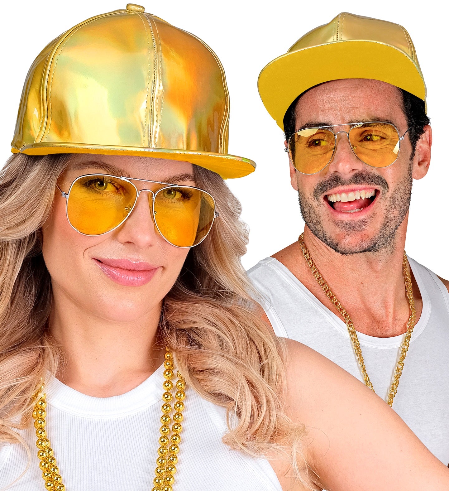 Casquette Holographique Or / Casquette Années 80 Métallique Doré / La Maison Du Déguisement