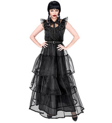 Déguisement Dark Girl Robe de Bal Adulte / Costume Robe De Bal Noire Mercredi Addams / Costume Robe Fille Sombre Adulte / La Maison Du Déguisement