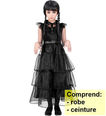 Déguisement Dark Girl Robe de Bal Fille / Costume Robe De Bal Noire Mercredi Addams / Costume Robe Fille Sombre Enfant / La Maison Du Déguisement