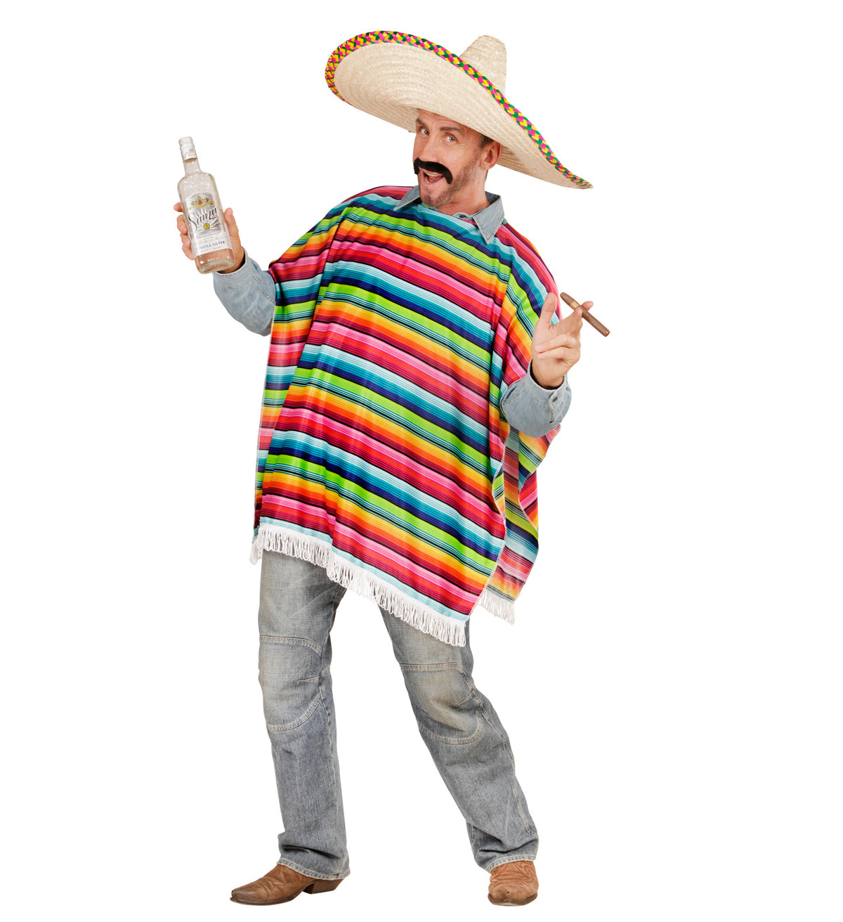 Déguisement Poncho Mexicain Multi Couleurs / Costume Poncho Mexican Arc en Ciel / La Maison du Déguisement