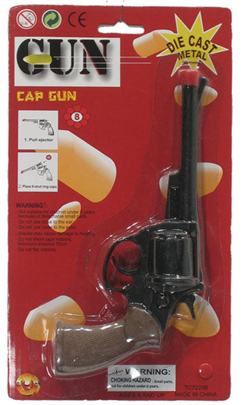 Pistolet Cowboy Noir Métal 8 Coups / Revolver 8 Coups Noir / La Maison Du Déguisement