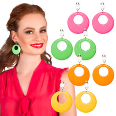 Boucles d'Oreilles Hippie Fluo / Boucles d'oreilles Disco Fluo / La Maison du Déguisement