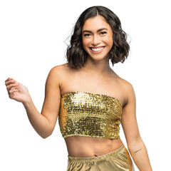 Haut Paillettes Dorée Adulte / Top Éclat Or / Haut Sequins Sparkle Femme / La Maison Du Déguisement