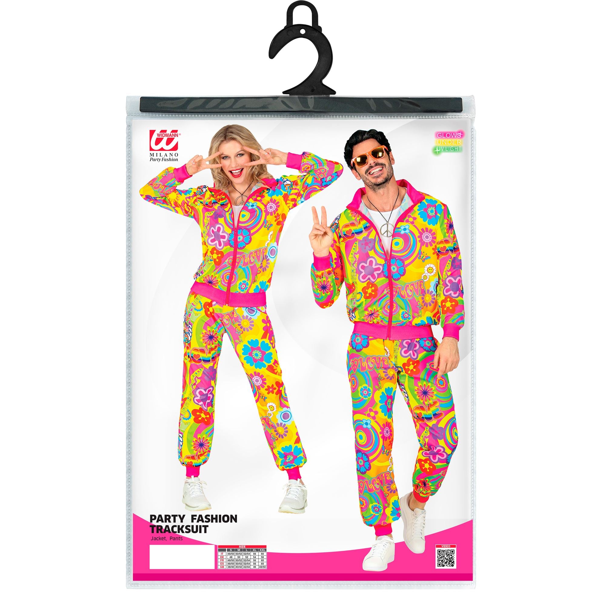 Déguisement Jogging Années 60,70 Flowers Fluo / Costume Jogging Survêtement Hippie / La maison du Déguisement