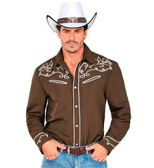 Chemise Cow Boy Marron / Chemise Western Marron / La Maison Du Déguisement