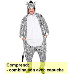 Location Déguisement Pyjama Kigurumi Zèbre Adulte / Location Costume Combinaison en Peluche Zèbre / La Maison Du Déguisement