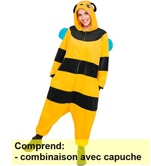 Location Déguisement Pyjama Kigurumi Abeille Adulte / Location Costume Combinaison en Peluche Abeille / La Maison Du Déguisement