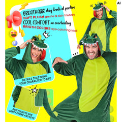 Location Déguisement Pyjama Kigurumi Dinosaure Adulte / Location Costume Combinaison Dragon en Peluche / Costume Crocodile Vert / La Maison Du Déguisement