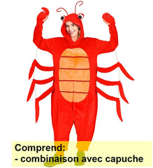 Location Déguisement Pyjama Kigurumi Homard Adulte / Location Costume Combinaison en Peluche Crabe Poisson Homme / Location Costume Lobster Femme / La Maison Du Déguisement