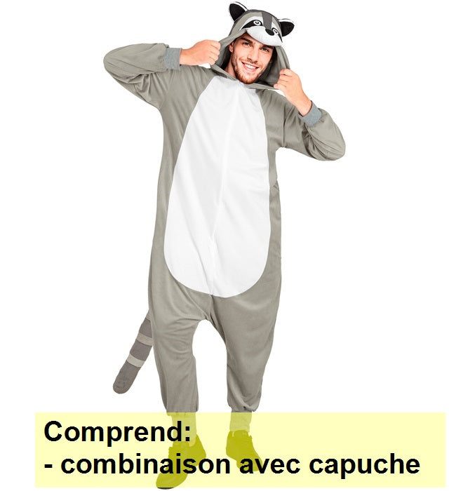 Déguisement Pyjama Kigurumi Raton Laveur Adulte / Costume Combinaison en Peluche Raton-Laveur / La Maison Du Déguisement