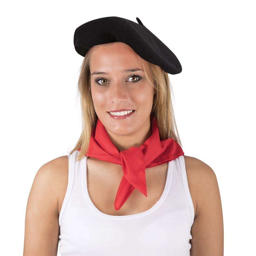 Chapeau Béret Français Noir + Fausse Moustache - Kit Déguisement Cosplay Halloween Carnaval
