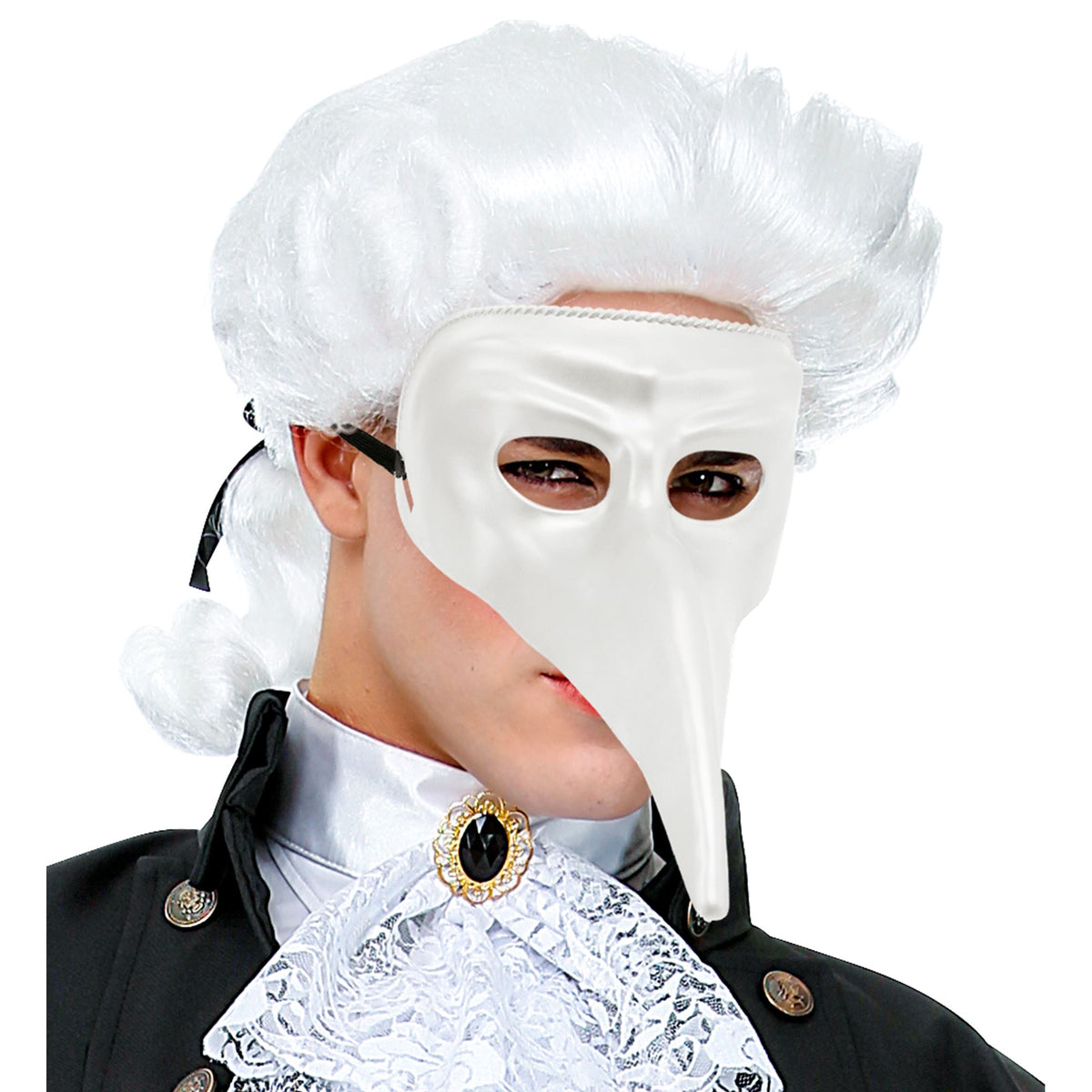 Loup Vénitien Blanc / Masque Grand bec blanc / La Maison Du Déguisement
