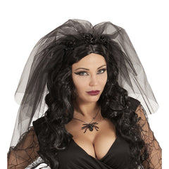 Voile De Mariée Noir / Serre Tête Voile De Mariée Noir / Voile De Veuve Noire / La Maison Du Déguisement