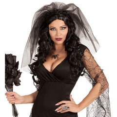 Voile De Mariée Noir / Serre Tête Voile De Mariée Noir / Voile De Veuve Noire / La Maison Du Déguisement