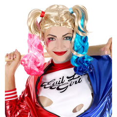 Perruque Meanvillain / Perruque Harley quinn Bleue et Rose / La maison du Déguisement