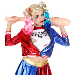 Perruque Meanvillain / Perruque Harley quinn Bleue et Rose / La maison du Déguisement