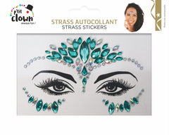 Bijoux Visages Strass Bleu et Argent / Strass Autocollant Visage bleu/argent / La Maison Du Déguisement