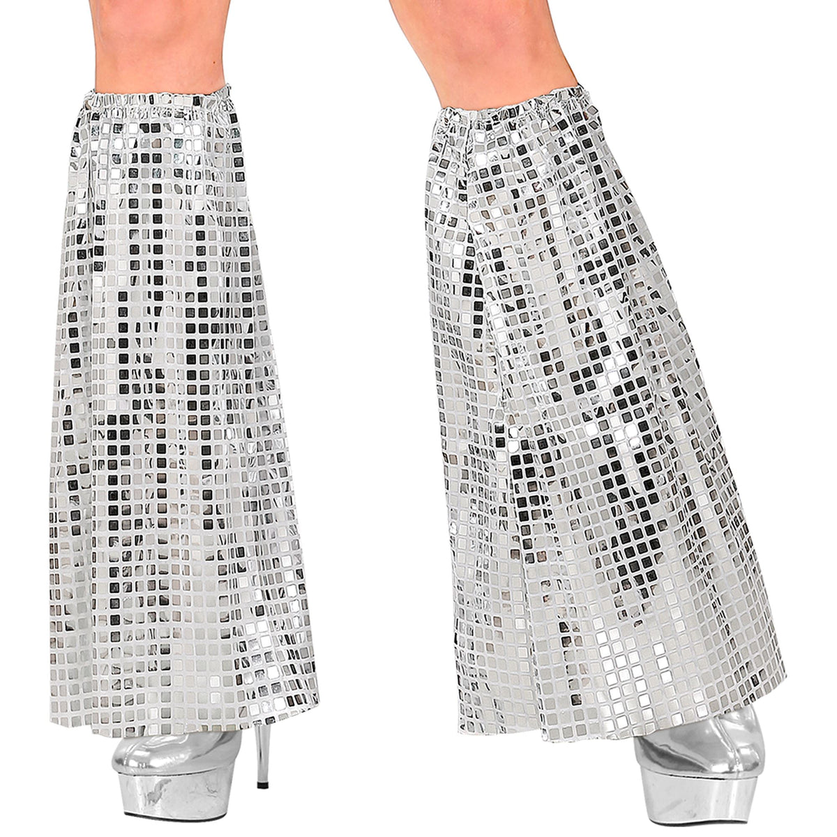 Jambières Disco Paillettes Argent / Pattes d’éléphant miroir Argent / La maison du Déguisement