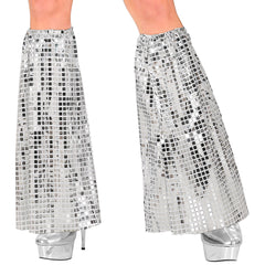 Jambières Disco Paillettes Argent / Pattes d’éléphant miroir Argent / La maison du Déguisement