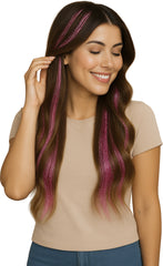 Mèches Glitter Rose / Perruque 3 Mèches Paillettes Rose / La Maison Du Déguisement