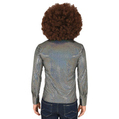 Déguisement Chemise Disco Paillettes argent / Costume Chemise Années 70,80 Disco Style / La maison du Déguisement