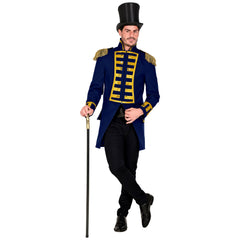 Location Déguisement Manteau Parade Bleu / Location Costume Queue de pie Bleu / Location Costume Frac Bleu Luxe / La Maison Du Déguisement