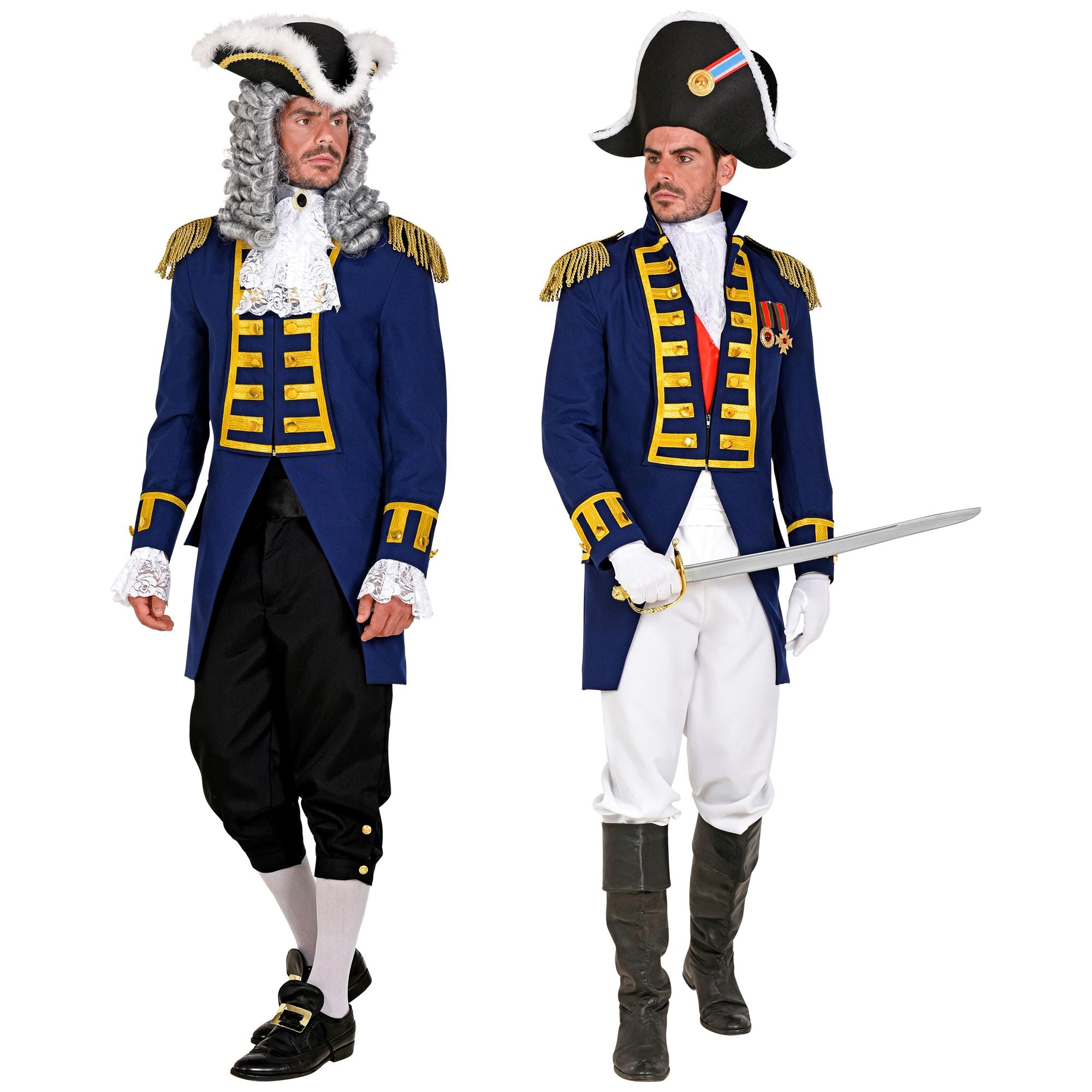 Location Déguisement Manteau Parade Bleu / Location Costume Queue de pie Bleu / Location Costume Frac Bleu Luxe / La Maison Du Déguisement