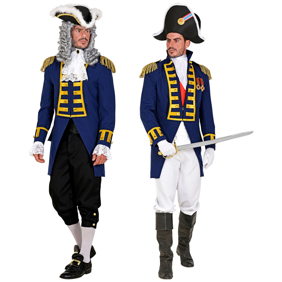 Location Déguisement Manteau Parade Bleu / Location Costume Queue de pie marquis Bleu / Location Costume Frac Bleu Luxe / La Maison Du Déguisement