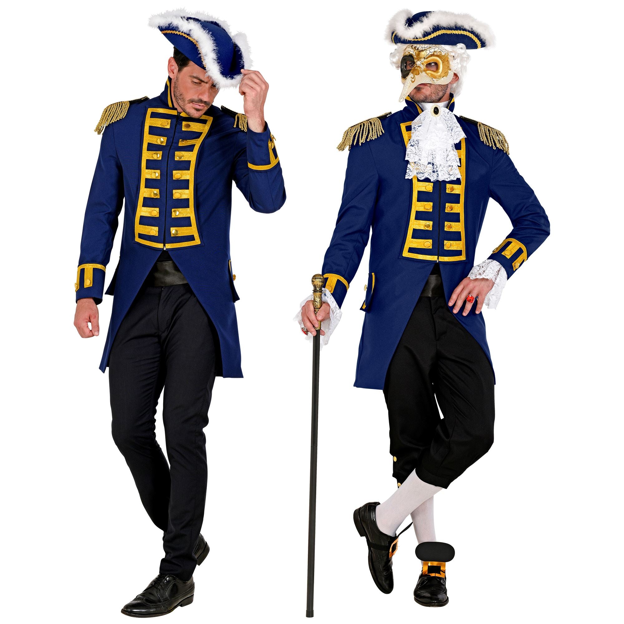 Location Déguisement Manteau Parade Bleu / Location Costume Queue de pie Bleu / Location Costume Frac Bleu Luxe / La Maison Du Déguisement