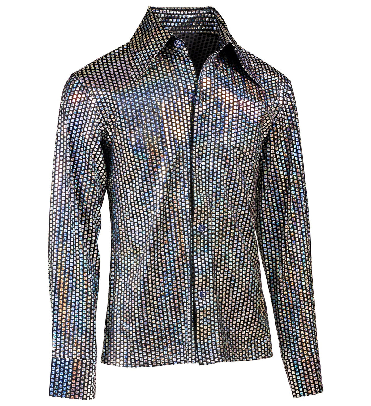 Location Chemise Disco Paillettes Argent Adulte / Location Costume Chemise Années 70,80 Disco Style / La Maison Du Déguisement