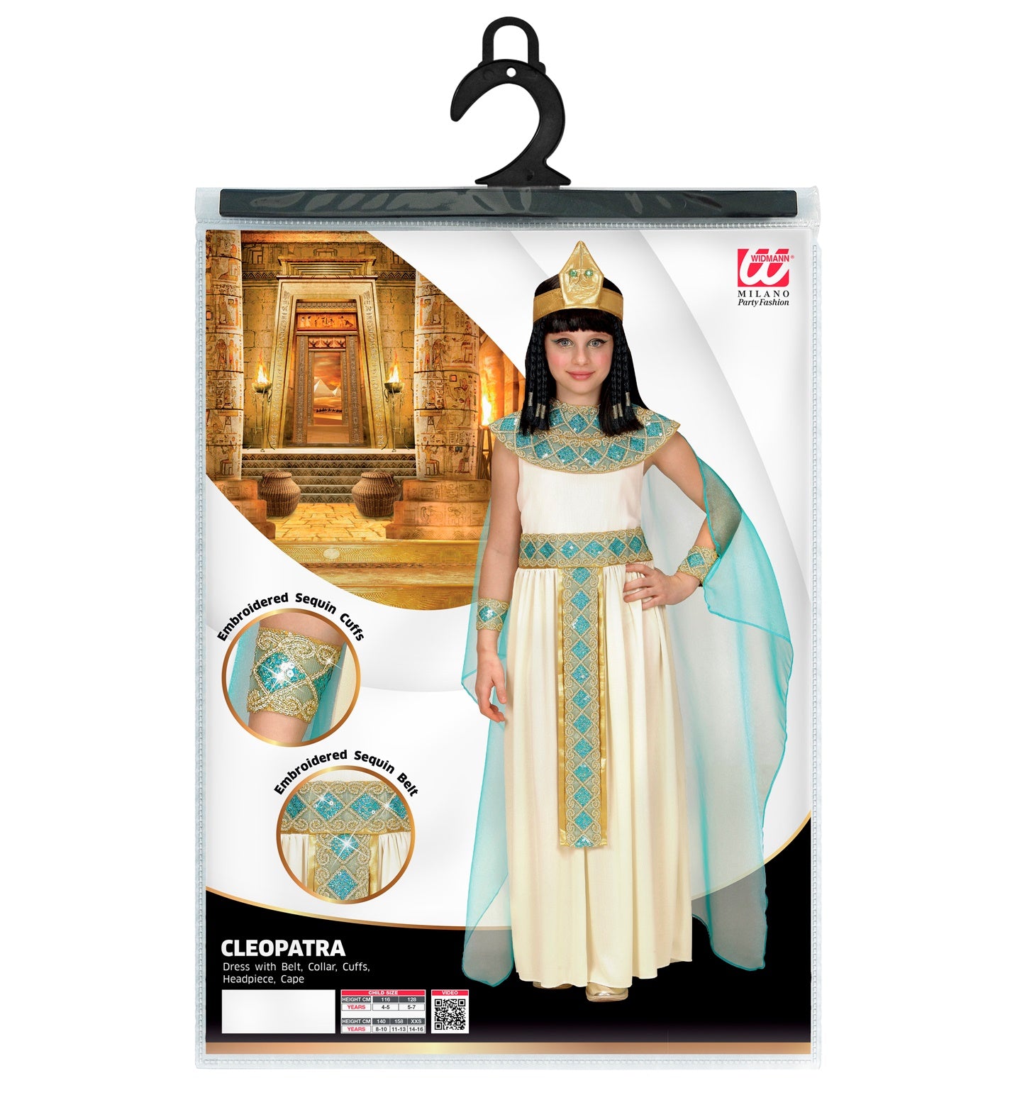 Déguisement Enfant Fille Cléopâtre Éblouissante – Robe Dorée + Coiffure + Brassards – Parfait Halloween Carnaval