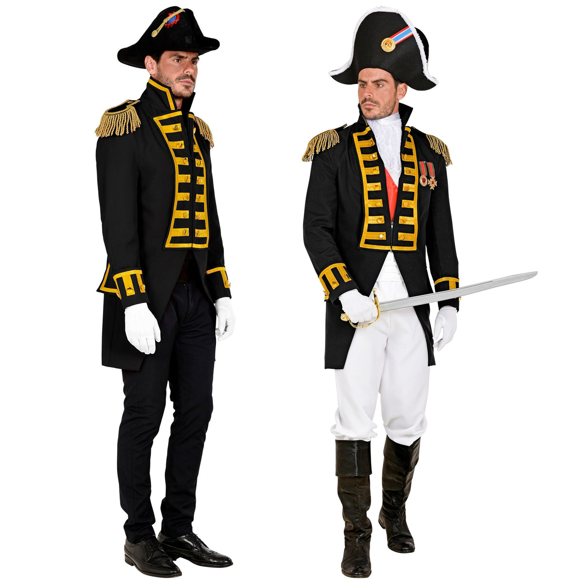 Location Déguisement Manteau Parade Noir / Location Costume Queue de pie Marquis Noir / Location Costume Frac Noir Luxe / La Maison Du Déguisement