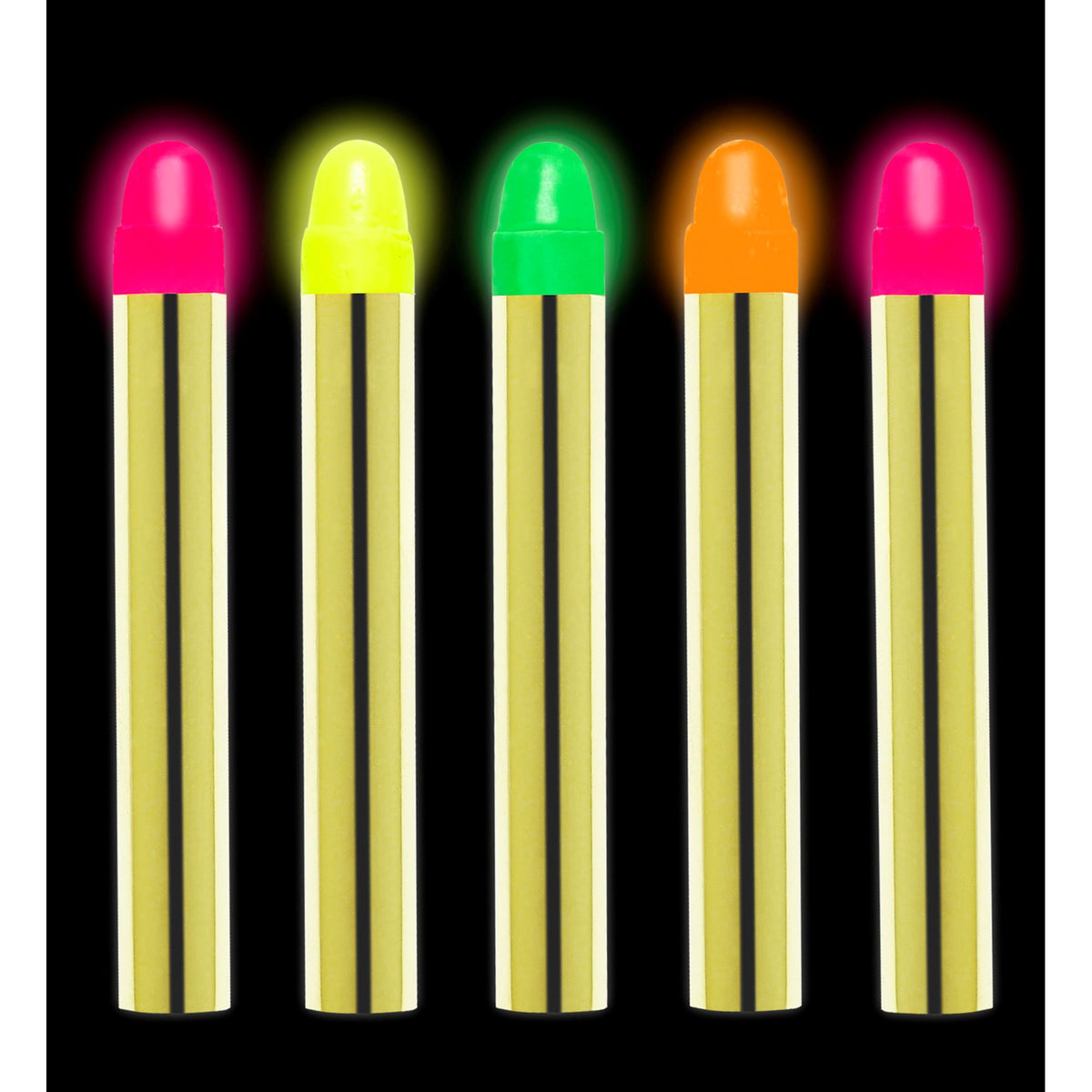 Set de 5 Crayons Gras à Maquillage Fluo / 5 crayons Maquillage néon fluo / La maison Du Déguisement