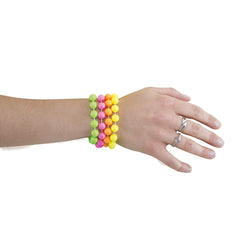 Bracelets De Perles Années 80 Lot de 4 Coloris Fluo / 4 Bracelets Perles Disco Fluo / La Maison Du Déguisement