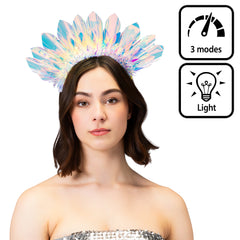 Serre-Tête Couronne LED / Couronne Halo Lumineuse Effet Rayons de Soleil / Couronne LED Bandeau Lumineux Carnaval / La Maison Du Déguisement