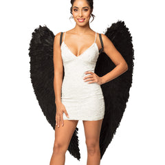 Ailes Ange Noir en plumes XL / Ailes en plumes Noir XL / La Maison Du Déguisement