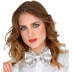 Noeud Papillon paillettes sequins argent / Noeud Papillon Argent Brillant / La maison Du Déguisement