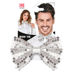 Noeud Papillon paillettes sequins argent / La maison du Déguisement