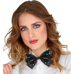 Noeud Papillon paillettes Sequins Noir / Noeud Papillon Noir Brillant / La maison Du Déguisement
