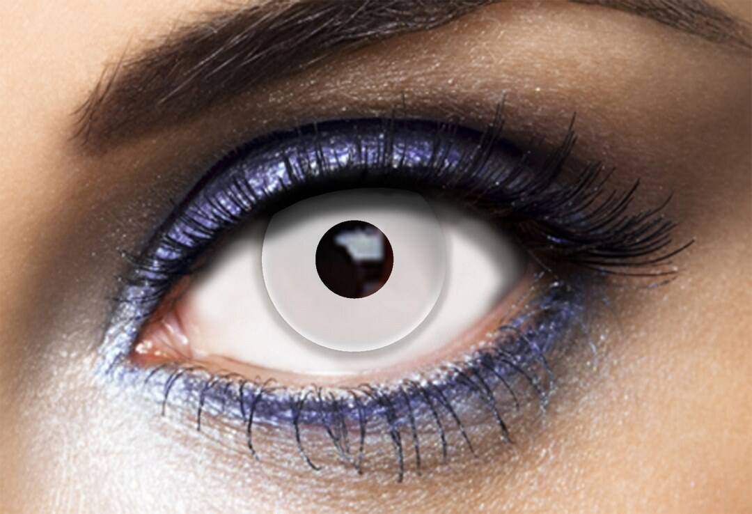 Lentilles fantaisie journalière Blanc / Lentilles Oeil Blanc Journalière / La Maison Du Déguisement